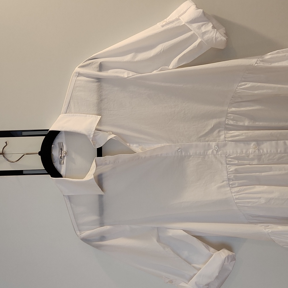 Madewell Button-Front Mini Shirtdress in Poplin White Color Size S New No Tag - Picture 11 of 16